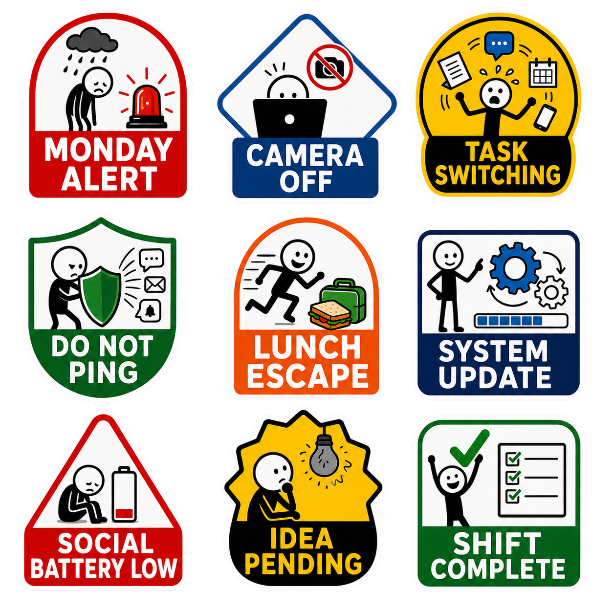 💼 Office Survival Sticker Sheet Vol. 2 (9 Designs)