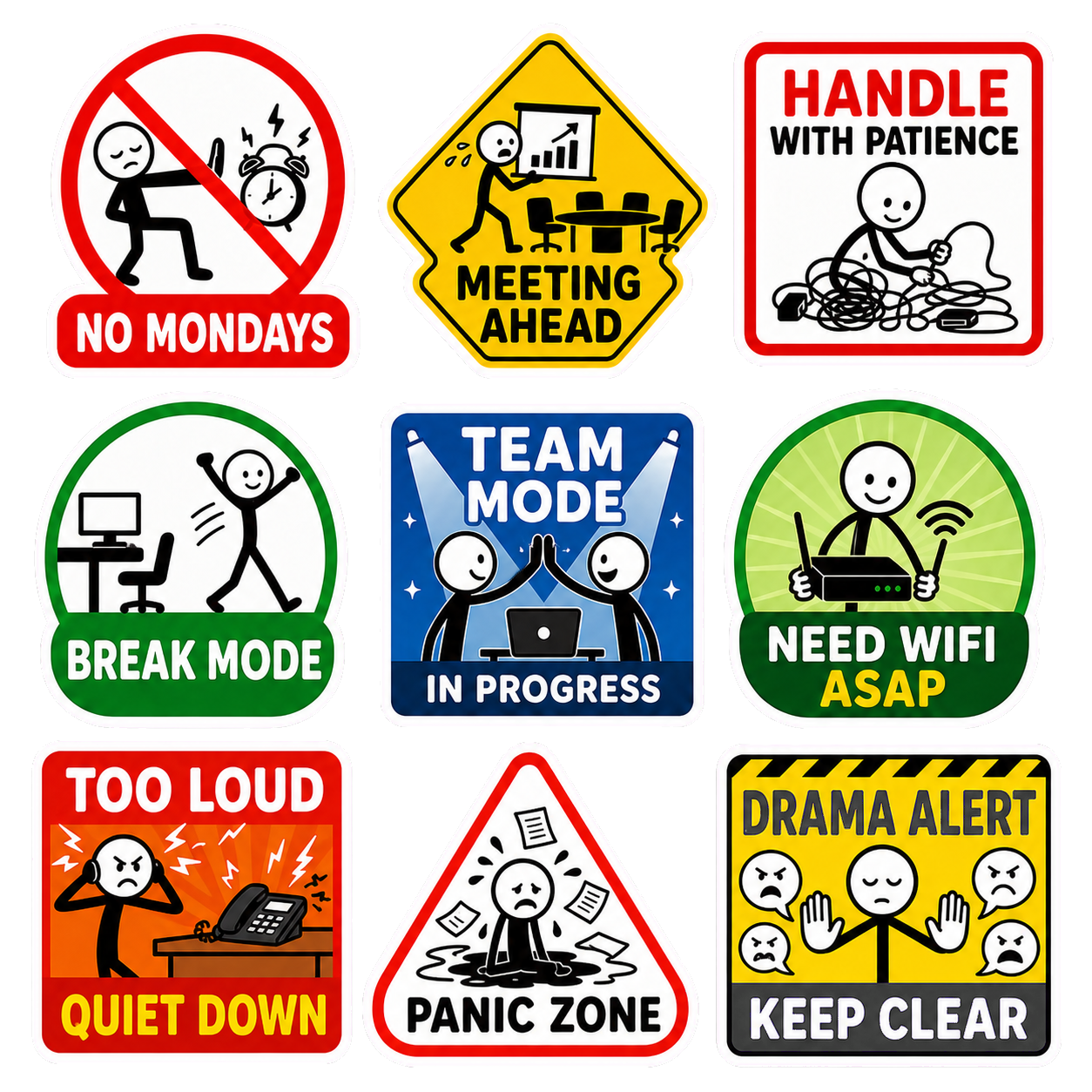 💼 Office Survival Sticker Sheet Vol. 3 (9 Designs)