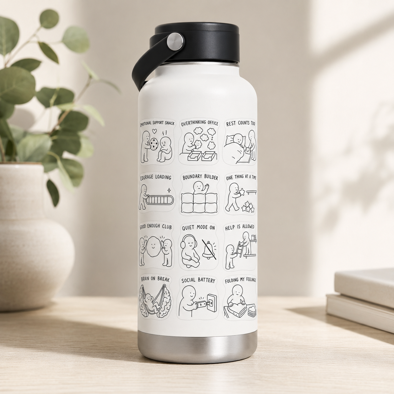 🌿 Mental Wellness Sticker Sheet – 9 Inspirational Designs