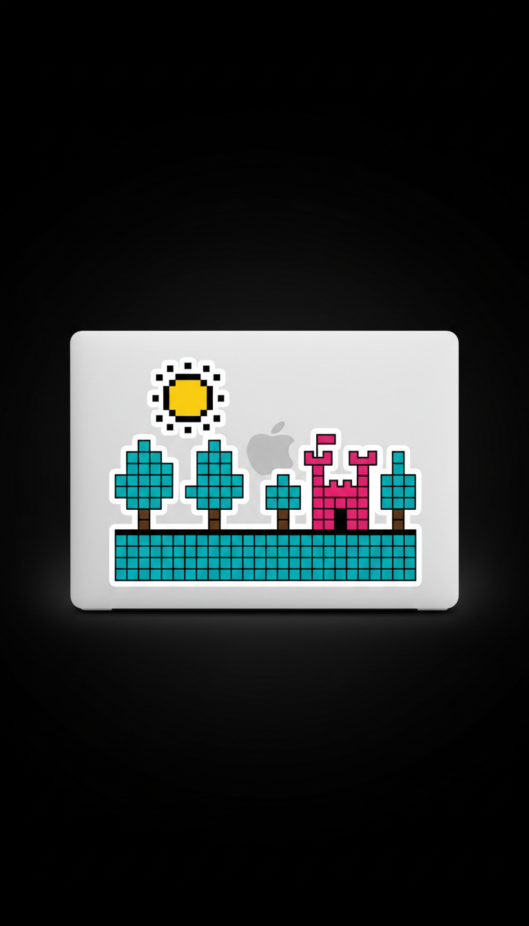 Pixel art waterproof laptop decal