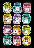 Funny Gym Workout Sticker Sheet – 12 Cute Fitness Stickers